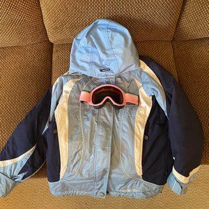 OBERMEYER GIRLS SKI JACKET SNOWBOARD WINTER JACKET LIGHT BLUE - SIZE 14 JUNIORS